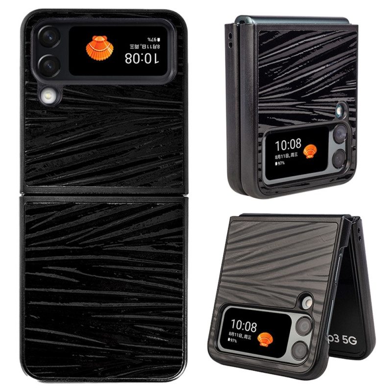 Hülle Für Samsung Galaxy Z Flip 4 Flip Case Echtes Leder Mit Gewellter Textur