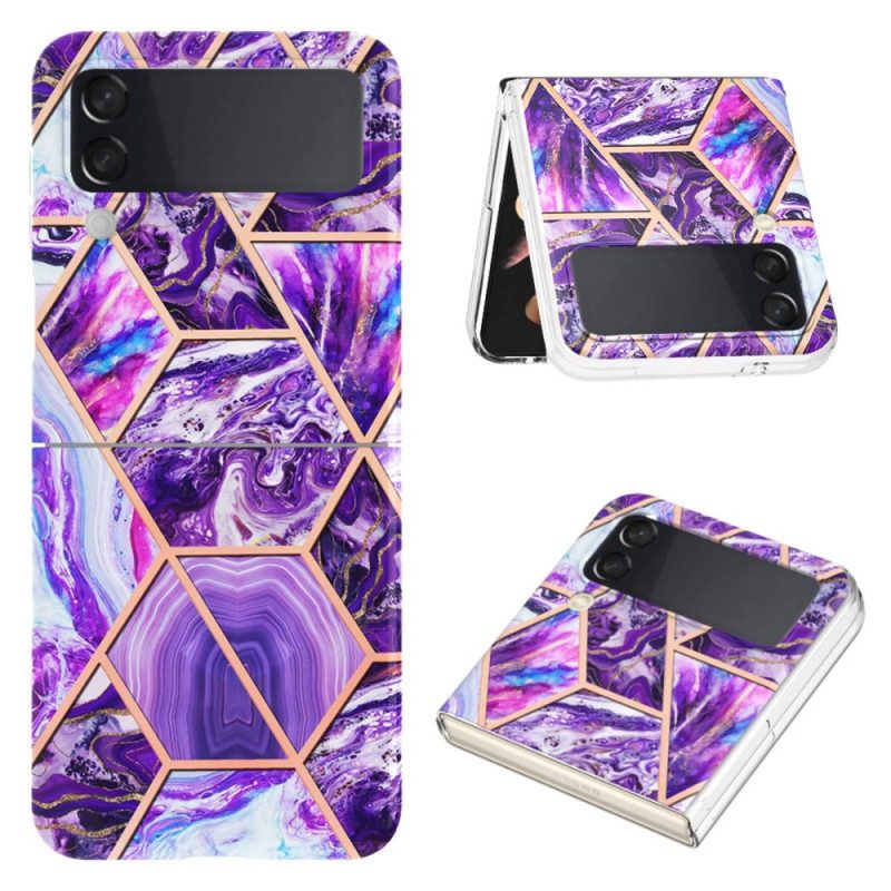 Hülle Für Samsung Galaxy Z Flip 4 Flip Case Geometrischer Marmor