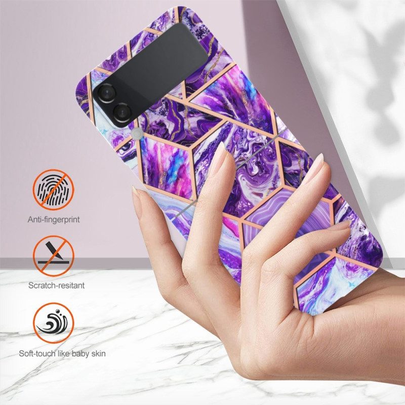 Hülle Für Samsung Galaxy Z Flip 4 Flip Case Geometrischer Marmor