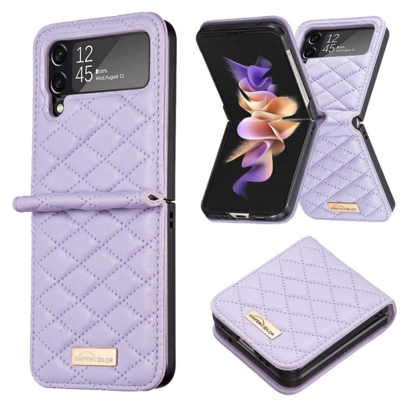 Hülle Für Samsung Galaxy Z Flip 4 Flip Case Gesteppte Binfen-farbe