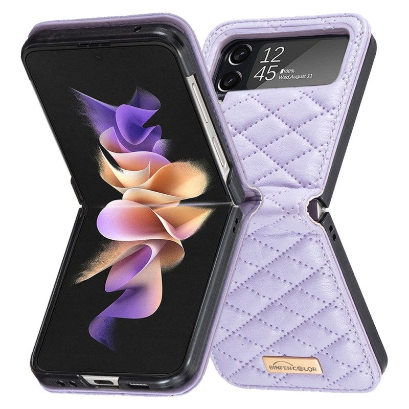 Hülle Für Samsung Galaxy Z Flip 4 Flip Case Gesteppte Binfen-farbe