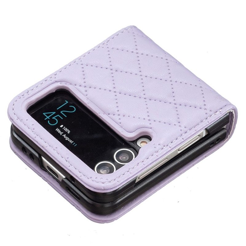 Hülle Für Samsung Galaxy Z Flip 4 Flip Case Gesteppte Binfen-farbe