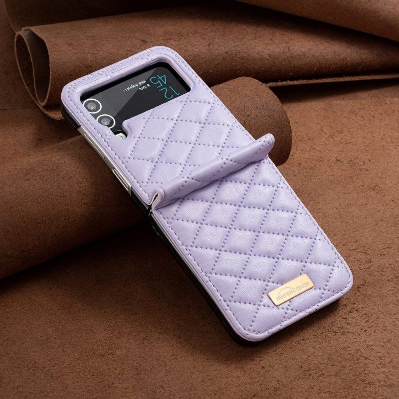 Hülle Für Samsung Galaxy Z Flip 4 Flip Case Gesteppte Binfen-farbe