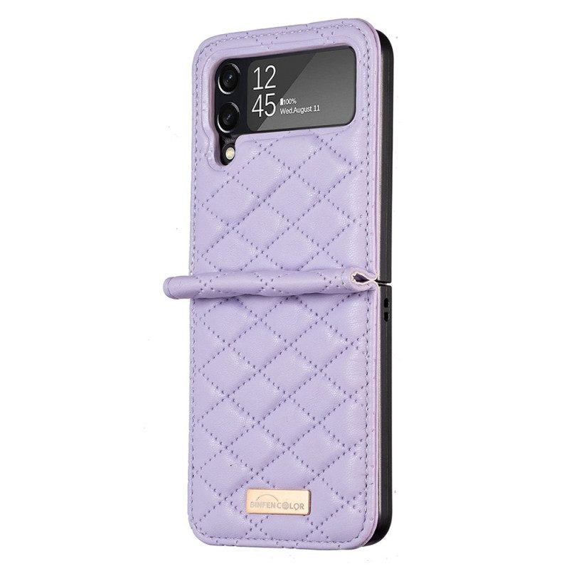 Hülle Für Samsung Galaxy Z Flip 4 Flip Case Gesteppte Binfen-farbe