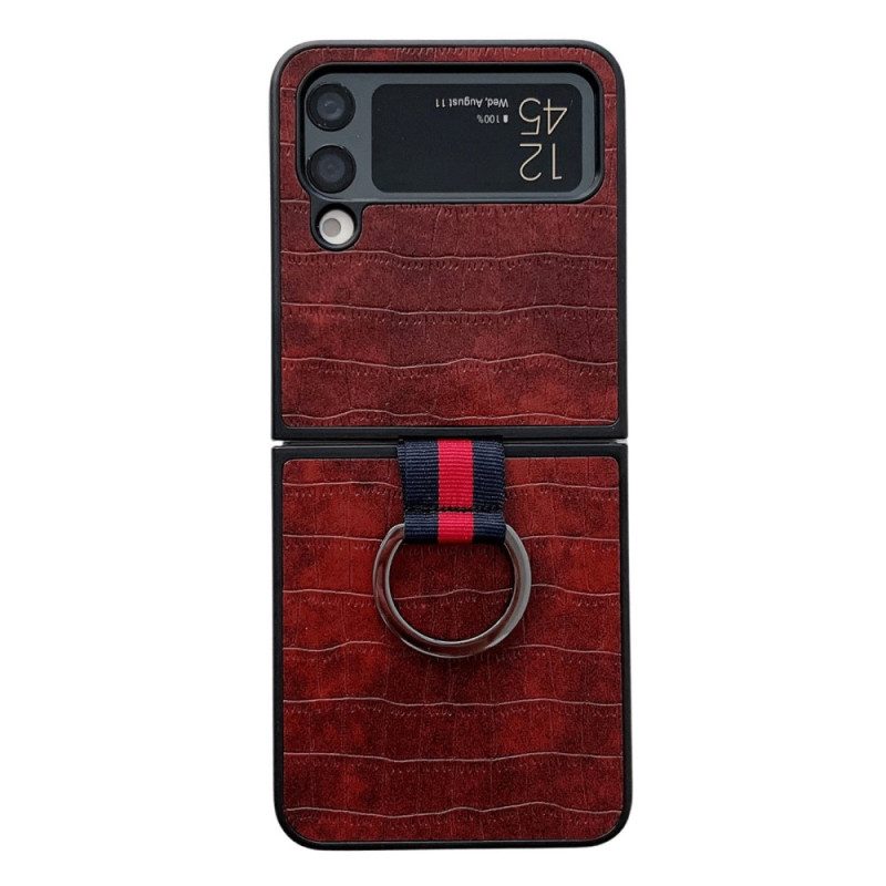 Hülle Für Samsung Galaxy Z Flip 4 Flip Case Kroko- Und Ringdesign