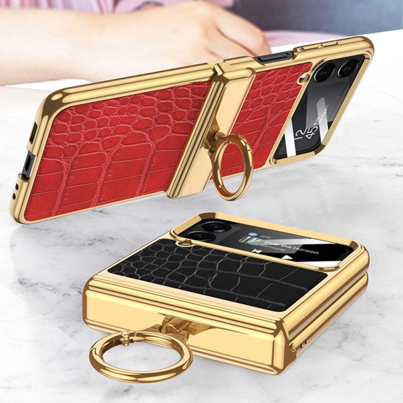 Hülle Für Samsung Galaxy Z Flip 4 Flip Case Krokodil Mit Gkk-karabiner