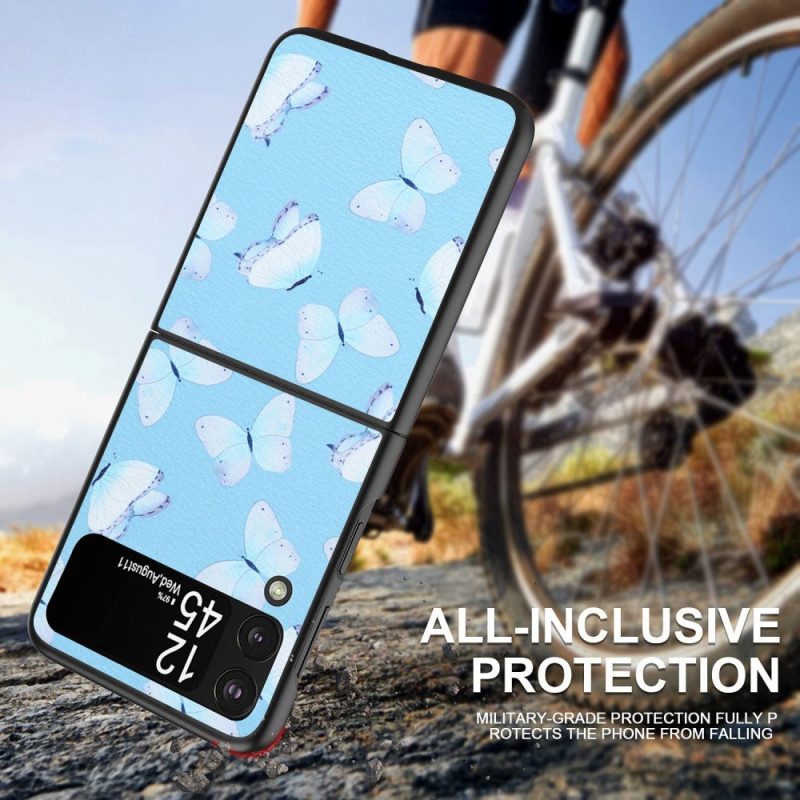 Hülle Für Samsung Galaxy Z Flip 4 Flip Case Kunstleder-schmetterlinge