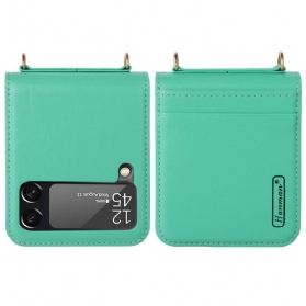 Hülle Für Samsung Galaxy Z Flip 4 Flip Case Lederstil Mit Riemen