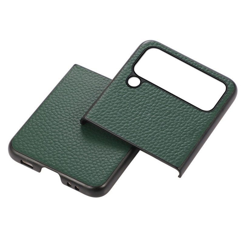 Hülle Für Samsung Galaxy Z Flip 4 Flip Case Litschi-echtes Leder