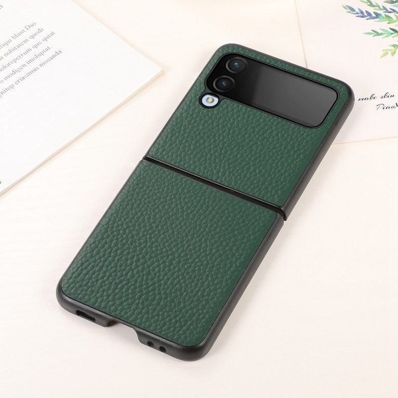 Hülle Für Samsung Galaxy Z Flip 4 Flip Case Litschi-echtes Leder