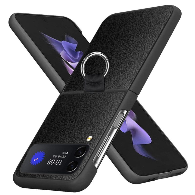 Hülle Für Samsung Galaxy Z Flip 4 Flip Case Litschi-leder Mit Ring