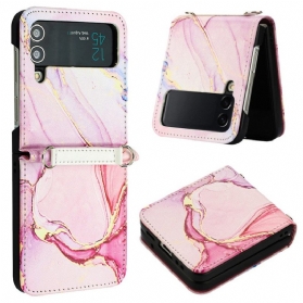 Hülle Für Samsung Galaxy Z Flip 4 Flip Case Marmor-ledereffekt