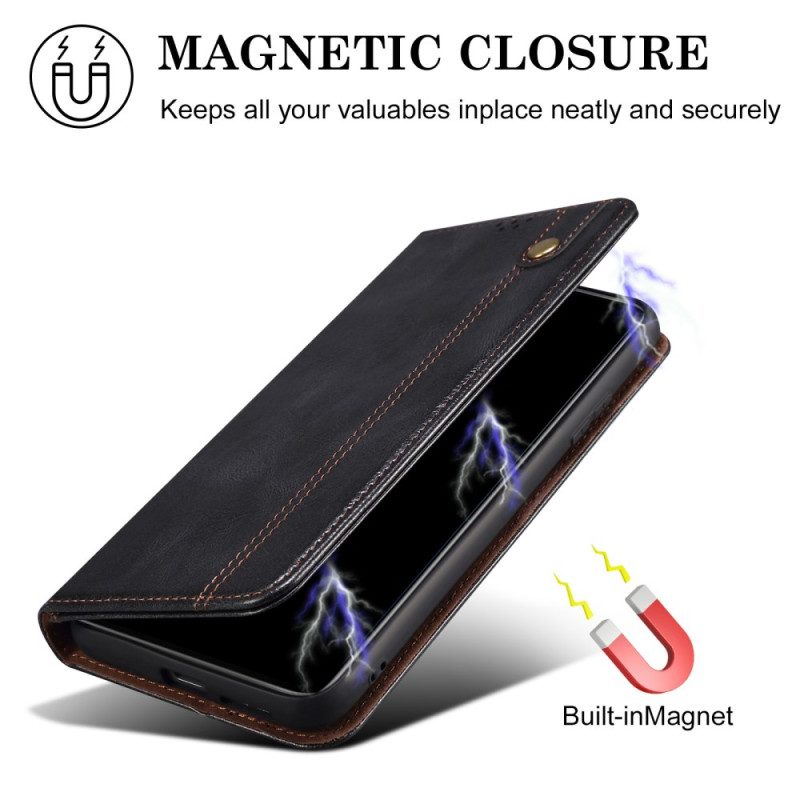 Flip Case iPhone 16 Pro Max Handyhülle Gewachstes Kunstleder