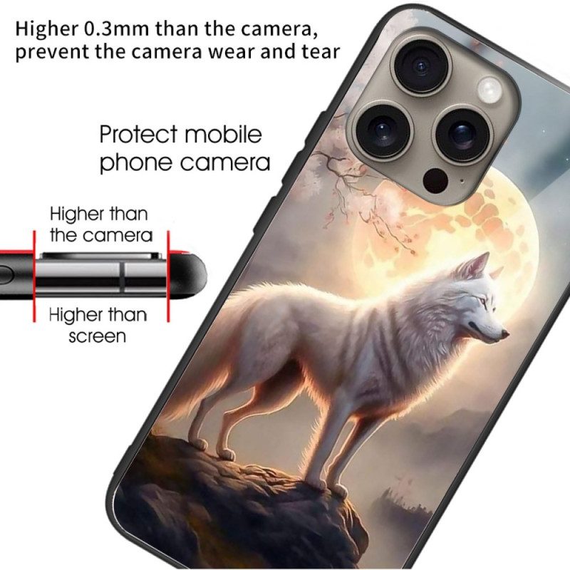 Hülle iPhone 16 Pro Max Gehärtetes Glas Moonlight Wolf