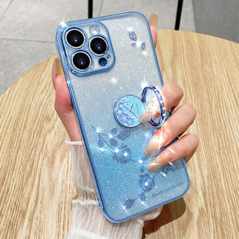 Hülle iPhone 16 Pro Max Handyhülle Blumen- Und Strass-stützring Kadem