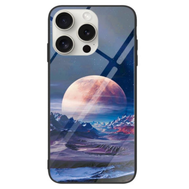 Hülle iPhone 16 Pro Max White Planet Gehärtetes Glas