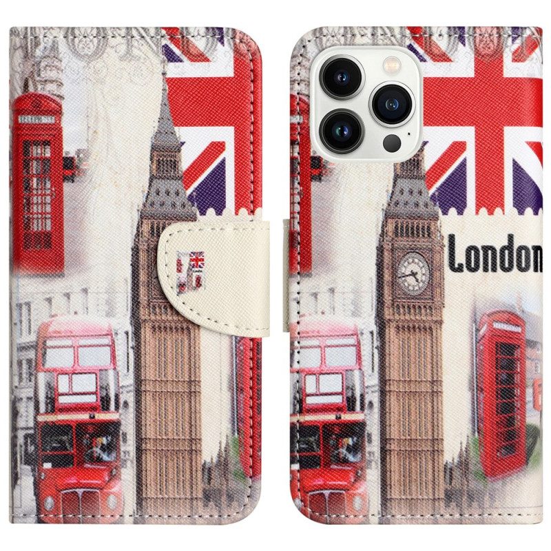 Lederhüllen iPhone 16 Pro Max Handyhülle Londoner Leben