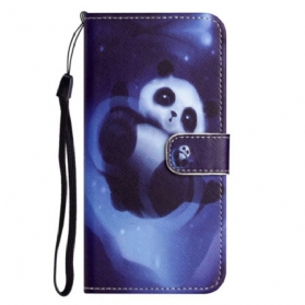 Lederhüllen iPhone 16 Pro Max Handyhülle Space Panda-gurt