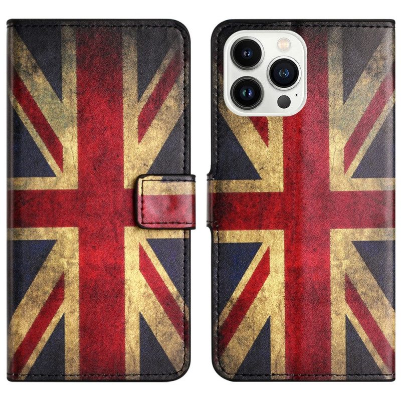 Lederhüllen iPhone 16 Pro Max Handyhülle Union-jack-flagge