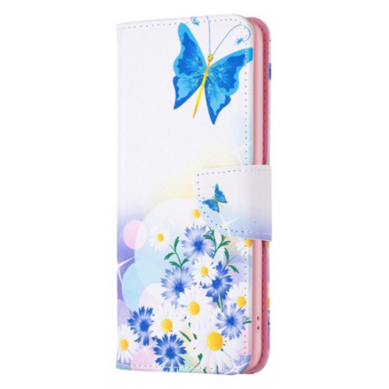 Lederhüllen iPhone 16 Pro Max Schmetterling Und Blumen