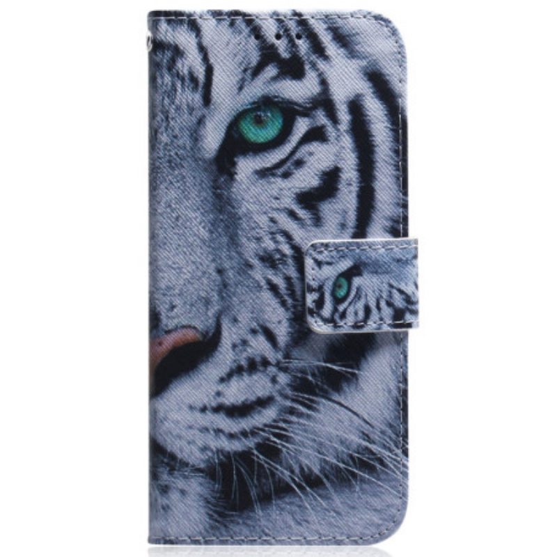 Lederhüllen iPhone 16 Pro Max Weißer Tiger