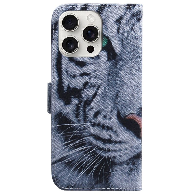 Lederhüllen iPhone 16 Pro Max Weißer Tiger