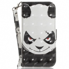 Lederhüllen iPhone 16 Pro Max Wütender Panda Mit Riemen