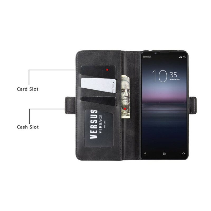 Flip Case Für Sony Xperia 1 II Flip Case Doppelte Klappe