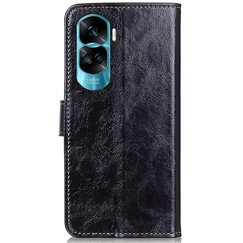 Flip Case Für Honor 90 Lite Lackiert Mit Sichtbaren Nähten