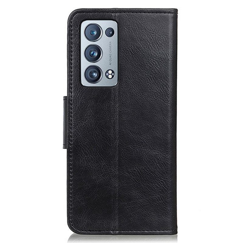 Flip Case Für Oppo Reno 6 Pro 5G Crazy Horse Schwarz