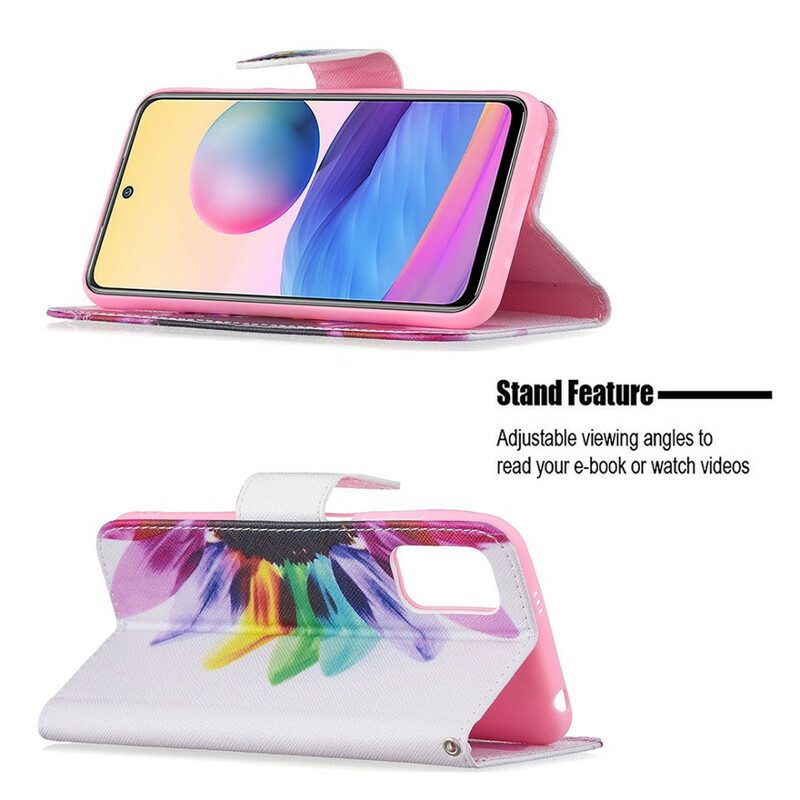 Flip Case Für Xiaomi Redmi Note 10 5G Aquarellblume