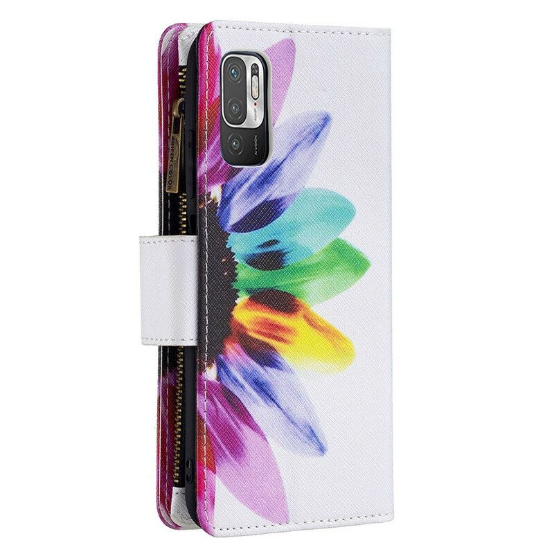 Flip Case Für Xiaomi Redmi Note 10 5G Blumentasche Mit Reißverschluss