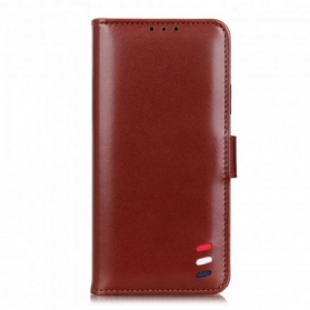 Flip Case Für Xiaomi Redmi Note 10 5G Dreifarbiger Ledereffekt