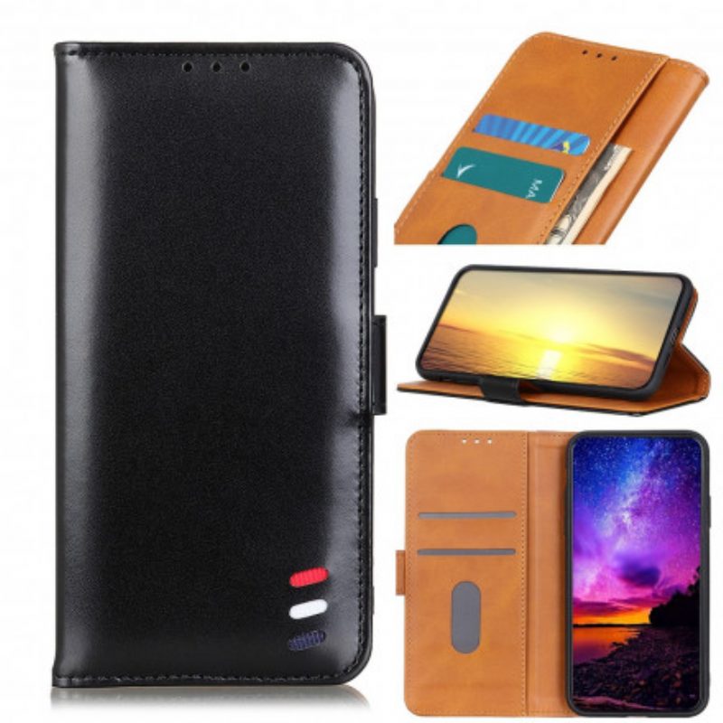 Flip Case Für Xiaomi Redmi Note 10 5G Dreifarbiger Ledereffekt