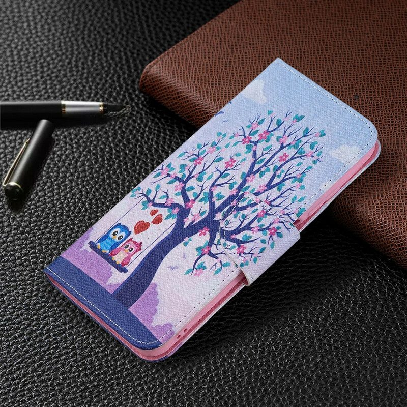 Flip Case Für Xiaomi Redmi Note 10 5G Eulen Auf Der Schaukel