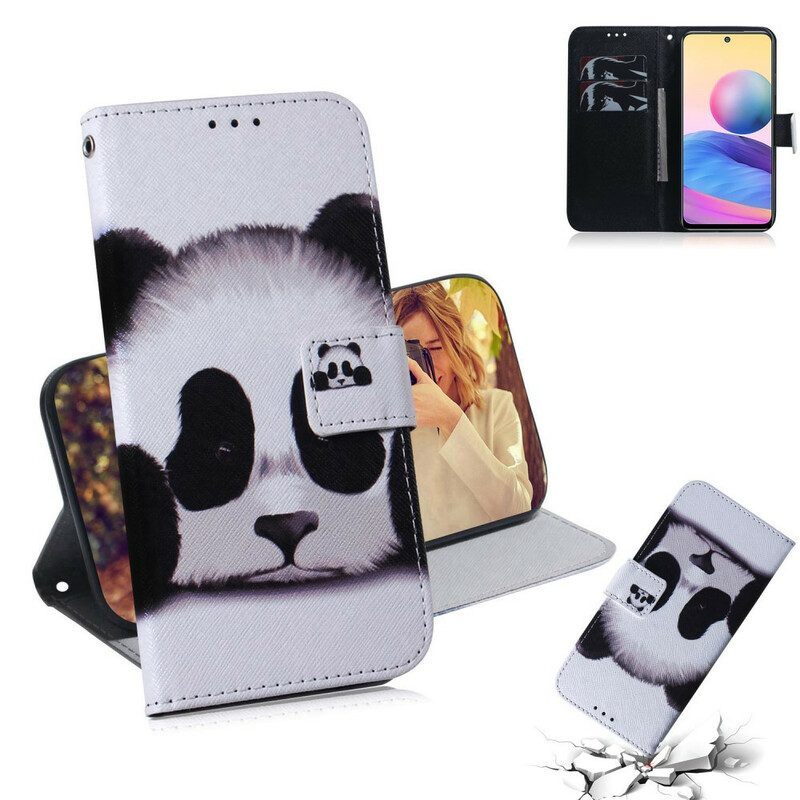 Flip Case Für Xiaomi Redmi Note 10 5G Panda-gesicht