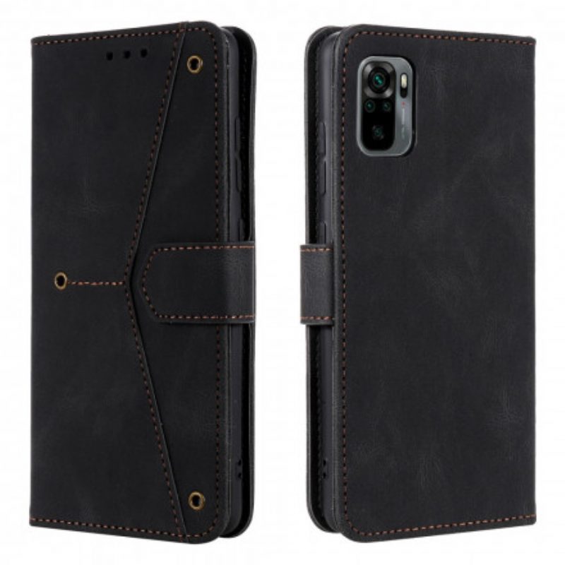 Flip Case Für Xiaomi Redmi Note 10 5G Zweifarbige Nieten Aus Kunstleder