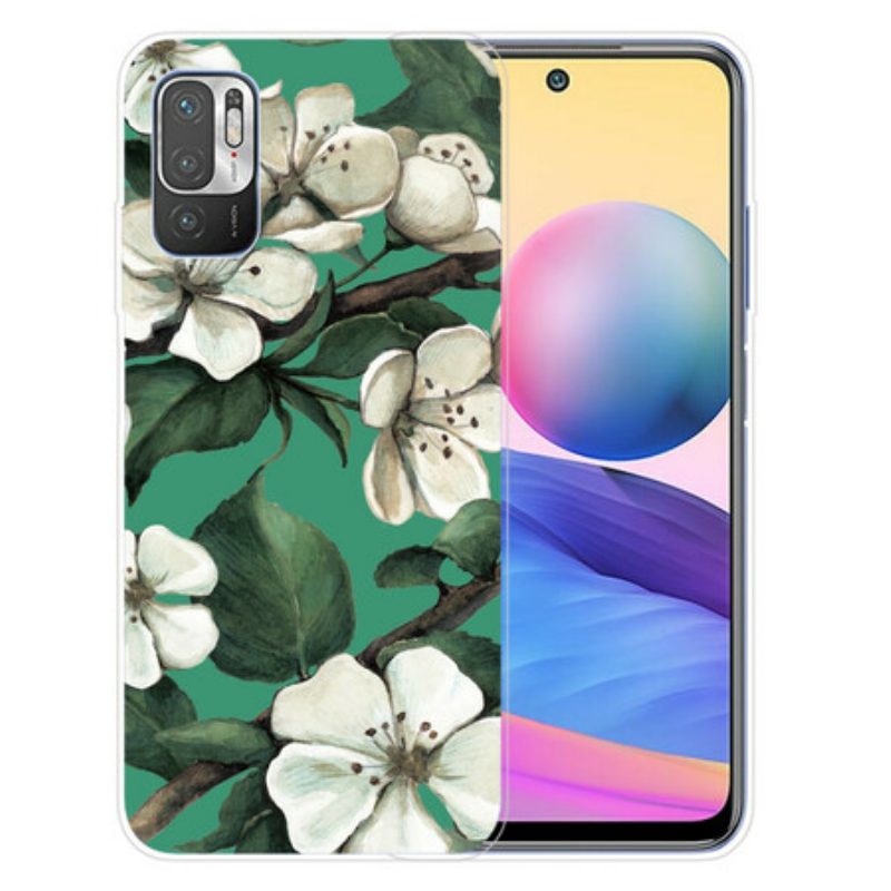 Hülle Für Xiaomi Redmi Note 10 5G Bemalte Weiße Blumen