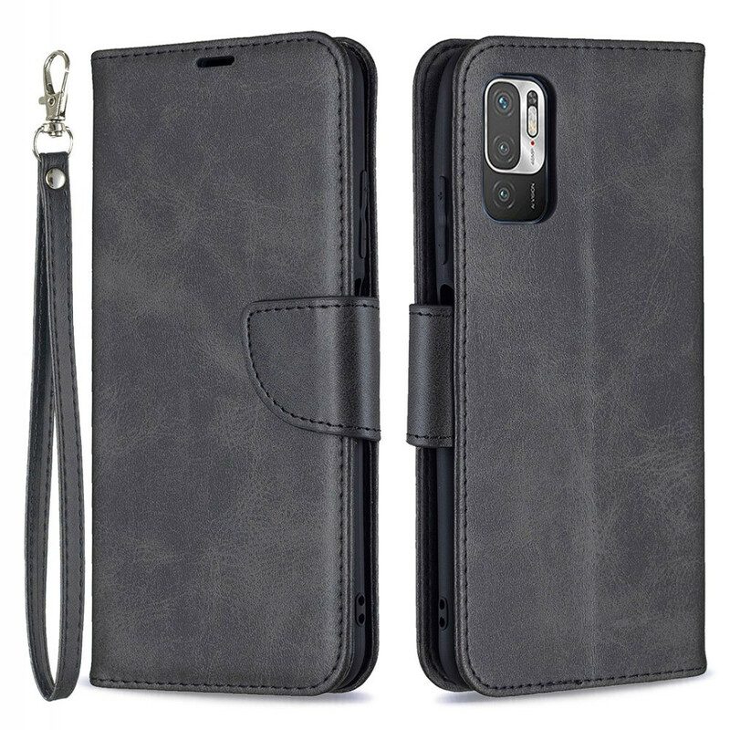 Lederhüllen Für Xiaomi Redmi Note 10 5G Flip Case Glatte Klappe Schräg