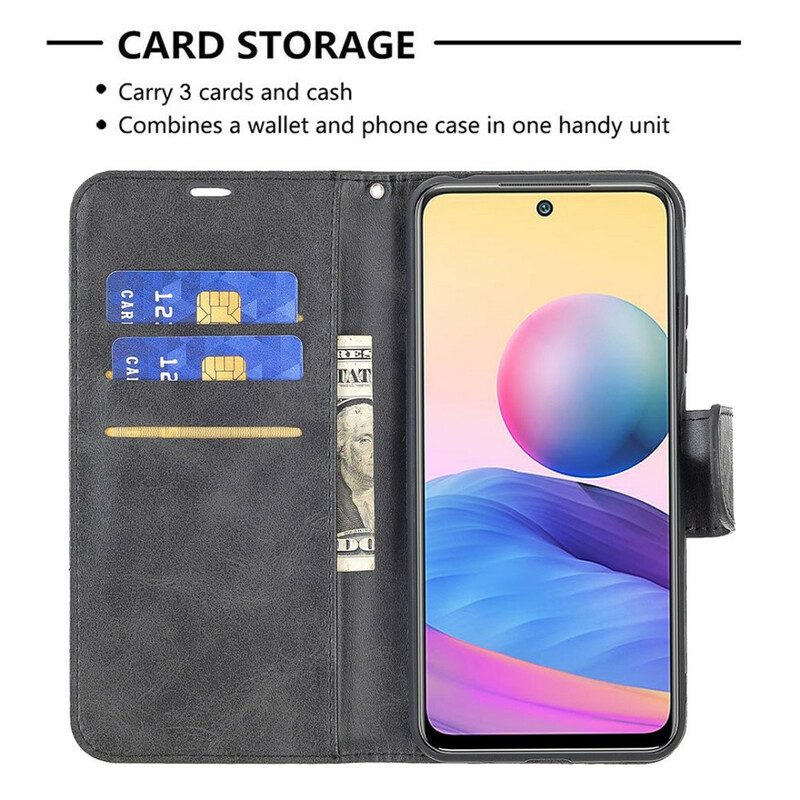 Lederhüllen Für Xiaomi Redmi Note 10 5G Flip Case Glatte Klappe Schräg