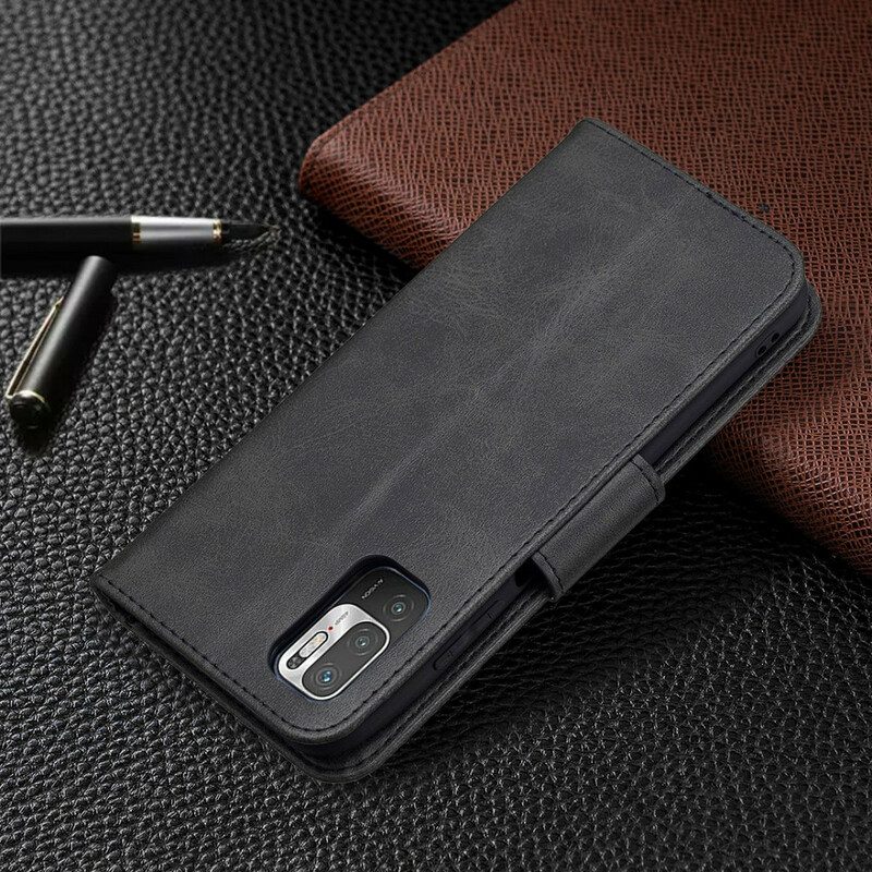 Lederhüllen Für Xiaomi Redmi Note 10 5G Flip Case Glatte Klappe Schräg