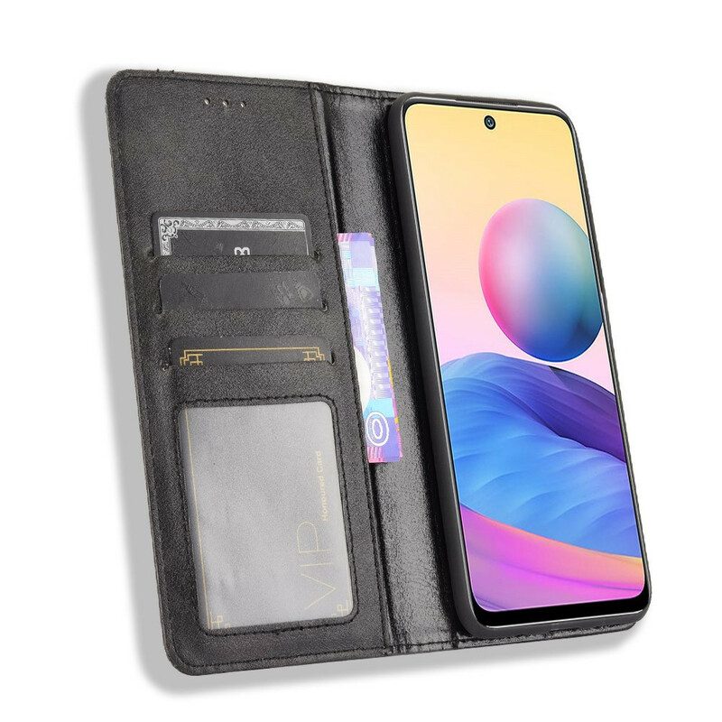 Schutzhülle Für Xiaomi Redmi Note 10 5G Flip Case Stilisierter Vintage-ledereffekt