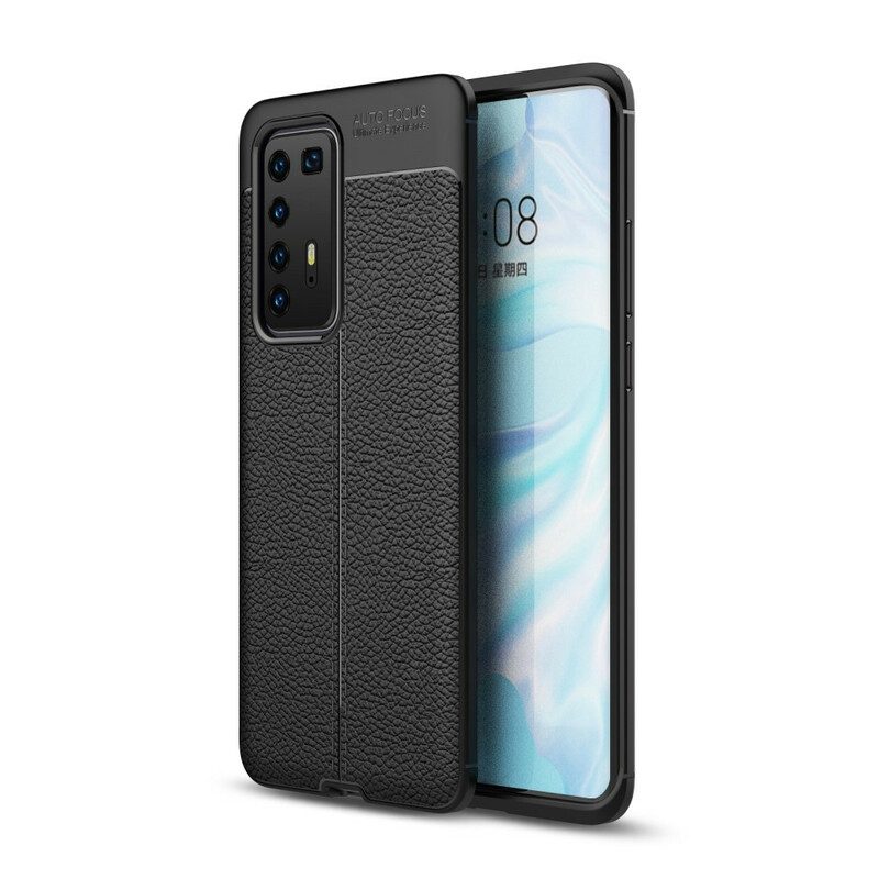 Handyhülle Für Huawei P40 Pro Doppellinien-litschi-ledereffekt