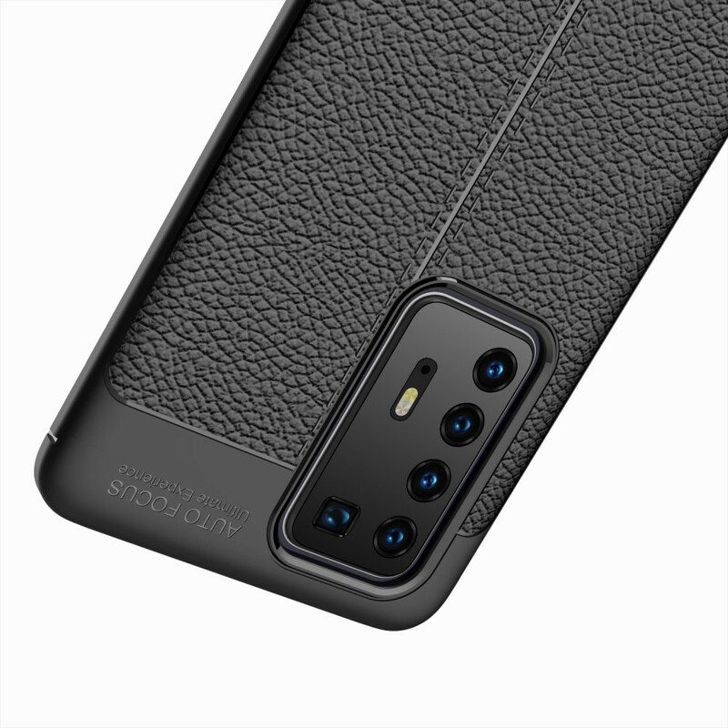 Handyhülle Für Huawei P40 Pro Doppellinien-litschi-ledereffekt