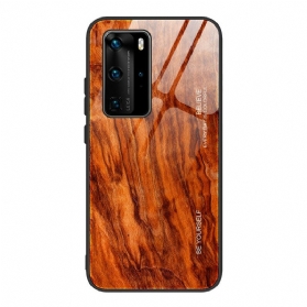 Handyhülle Für Huawei P40 Pro Holzdesign Aus Gehärtetem Glas