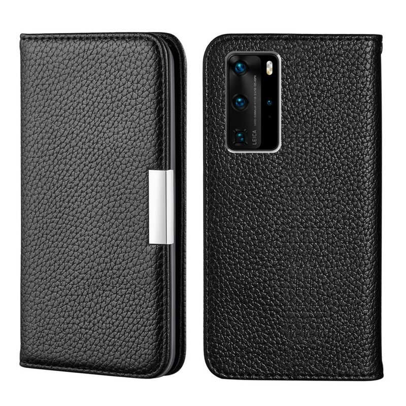 Schutzhülle Für Huawei P40 Pro Flip Case Litchi Ultra Chic Kunstleder