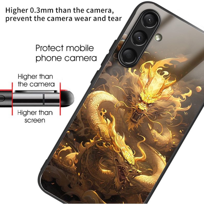 Hülle Samsung Galaxy A16 5g Goldener Drache Aus Gehärtetem Glas