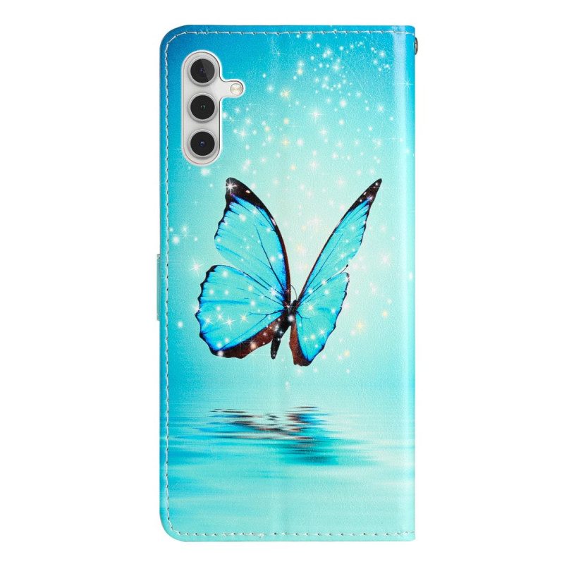 Lederhüllen Für Samsung Galaxy A16 5g Blauer Schmetterling