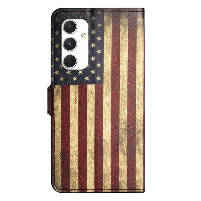 Lederhüllen Samsung Galaxy A16 5g Amerikanische Flagge Im Vintage-stil