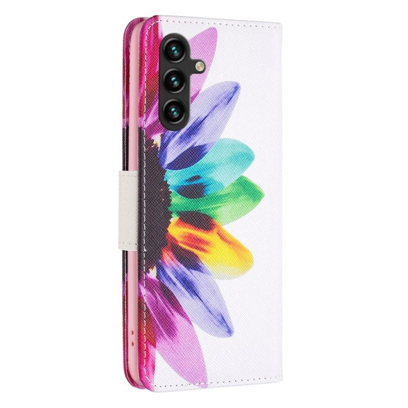 Lederhüllen Samsung Galaxy A16 5g Handyhülle Aquarellblume